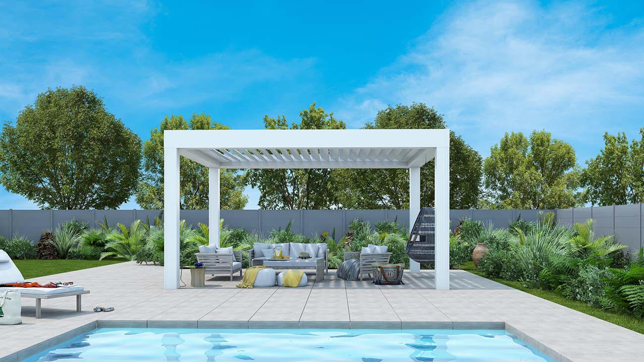 Pergola autoportante aluminium blanc RAL9016 Caséo